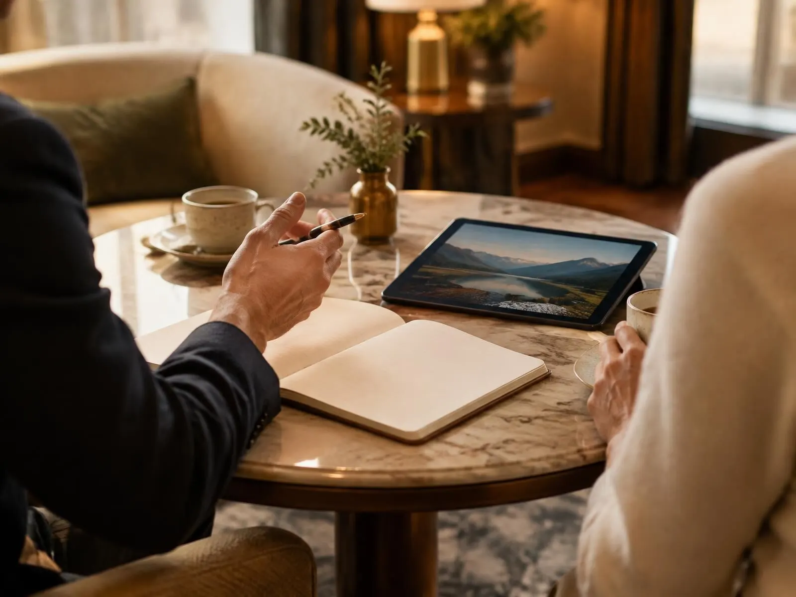 A specialist and client planning a journey